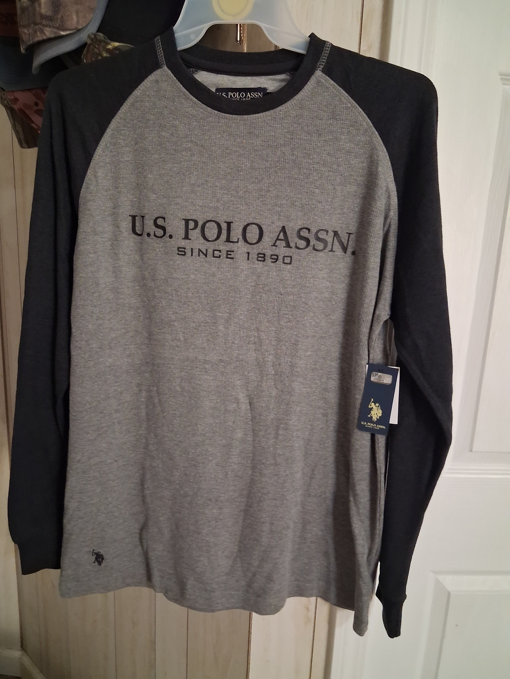 U.S. Polo Assn. Grey Body Black Raglan Crewneck Sweater